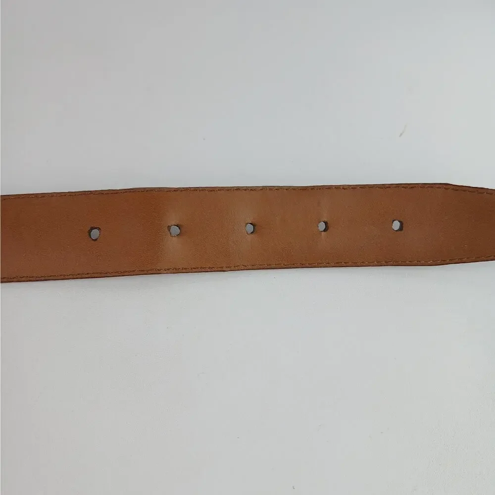 Brighton Men's SZ 36 VTG Made In The USA Croc Embossed Leather Belt Brass Buckle